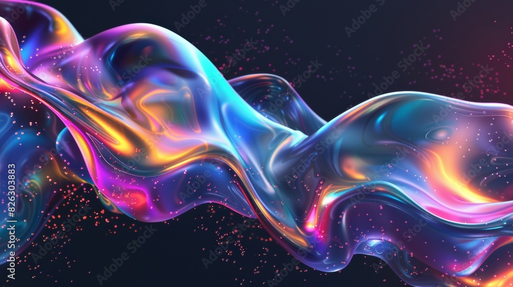 Poster computer image of colorful wave on dark background