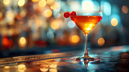 Craft cocktail bartender training session with mixology education on glossy backdrop concept in high resolution image.