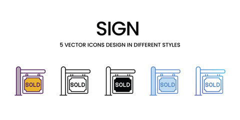 Sign icons vector set stock illustration.