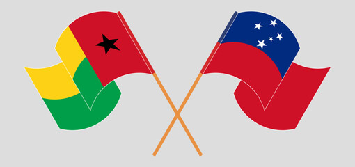Crossed and waving flags of Guinea-Bissau and Samoa