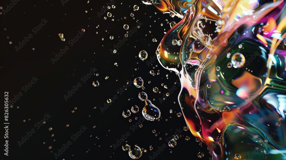 Poster the image depicts a dark background with bubbles emerging from it