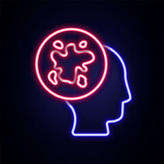 Glowing neon line Paint spray icon isolated on brick wall background. Colorful outline concept. Vector