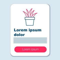 Line Plant in pot icon isolated on grey background. Plant growing in a pot. Potted plant sign. Colorful outline concept. Vector