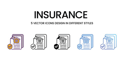 Insurance icons vector set stock illustration.