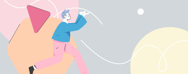 People exercising healthy running vector internet operation illustration
