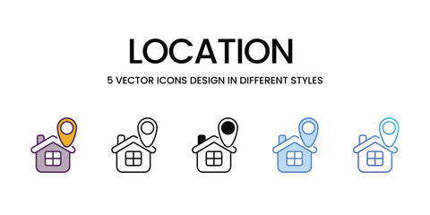 Location icons vector set stock illustration.