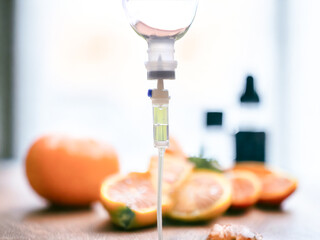 IV drip vitamin treatments infusion drop intravenous medical use booster’s beauty supplement therapy concept.