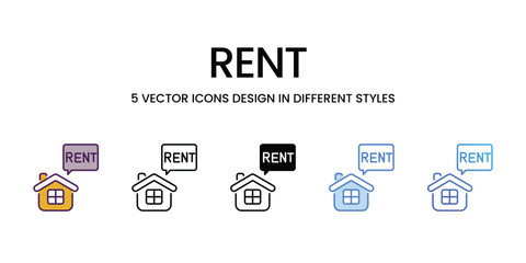 Rent icons vector set stock illustration.