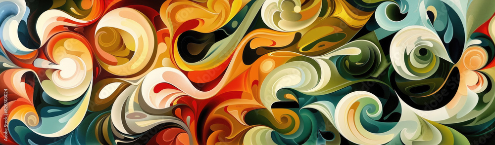Poster displaying a dynamic mix of colors and shapes, this abstract painting is a visual feast of artistic 
