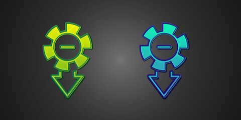 Green and blue Casino chips icon isolated on black background. Casino gambling. Vector