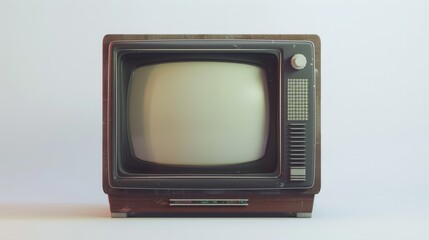 Screen isolated on white background with a vintage TV