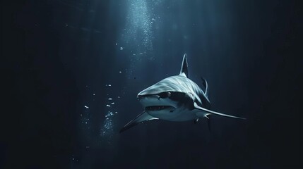 menacing shark swimming underwater powerful predator of the deep dramatic wildlife photography