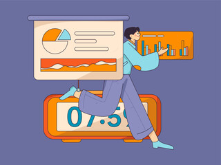 People exercising healthy running vector internet operation illustration
