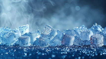 Group of Ice Cubes on Table
