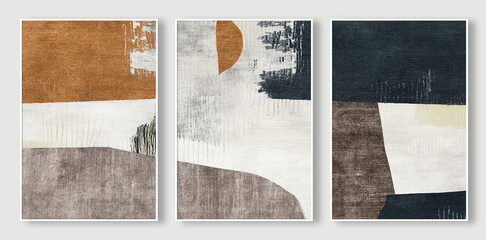 Digital illustration of three frames with abstract oil painting art for backgrounds © Wirestock