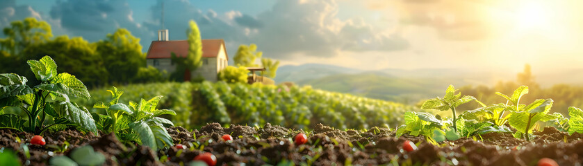 Collaborative and Sustainable Organic Farm Community in High Resolution   Photo Realistic Image with Glossy Backdrop Showcasing Organic Farming Practices for Adobe Stock