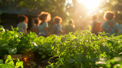 Photo realistic image of an organic farm education session highlighting sustainable farming practices in a glossy backdrop   High resolution Organic Farm Education Concept in Photo