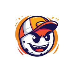 Illustration of a golf ball head mascot with a hat