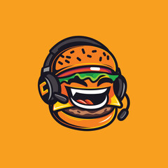 Illustration of Burger customer service mascot with headset