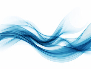 Abstract blue waves flowing across the image on a white background, exemplifying fluidity and movement. Generative AI - Powered by Adobe