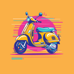 scooter vector illustration on yellow background