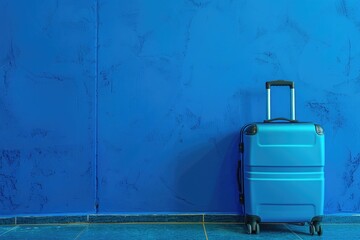 Blue Travel Bag - Suitcase for Travel with Isolated Blue Background