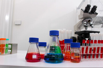 Research and innovation in a laboratory full of scientific formulas