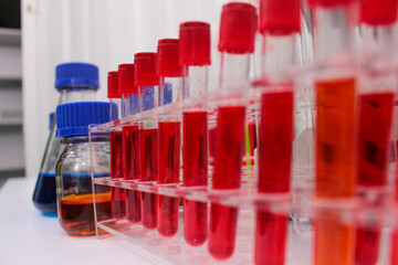 Research and innovation in a laboratory full of scientific formulas