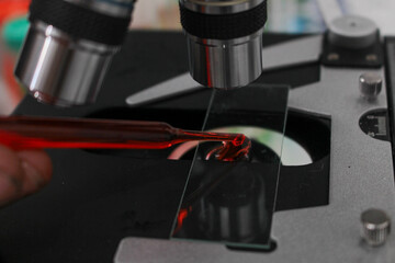 Research and innovation in a laboratory full of scientific formulas