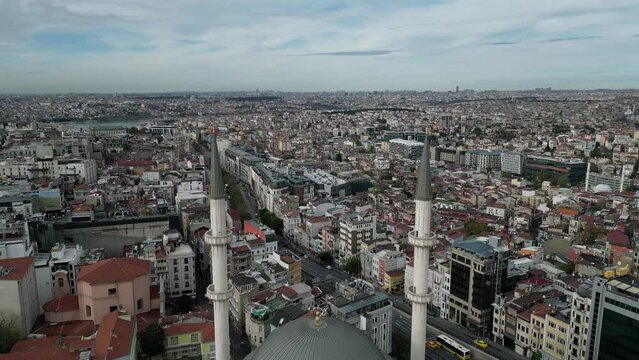 Zoomed-out aerial shot of Istanbul, capturing Taksim Square and the entire city in the frame.