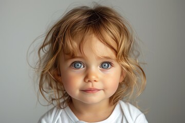 Portrait of little girl on white background. advertising of toys, goods and clothing for children