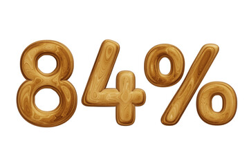 Wooden 84 percent for sale, discount, promotion and business concept 