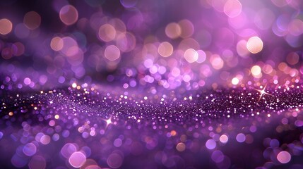 Abstract glitter light purple background with bokeh lights, glowing and sparkling, in the style of glittery and shiny, in the style of sparkle, shiny purple background.
