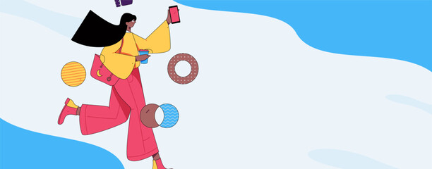 People exercising healthy running vector internet operation illustration
