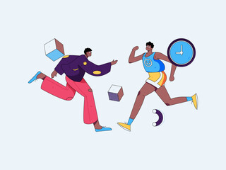 People exercising healthy running vector internet operation illustration
