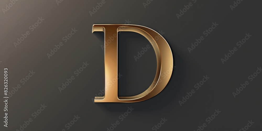Poster Simple and elegant golden letter D on a sleek black background. Perfect for branding and design projects