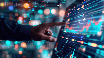 Fototapeta premium A data analyst visualizing data trends and patterns using advanced analytics tools, uncovering valuable insights for informed decision-making Generative AI