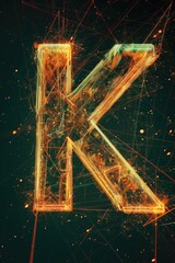 Abstract glowing lines forming the letter K. Suitable for design projects