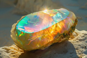 Colorful rock on top of another rock, suitable for nature and geology themes