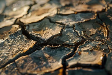 Detailed view of a cracked surface, suitable for textures and backgrounds