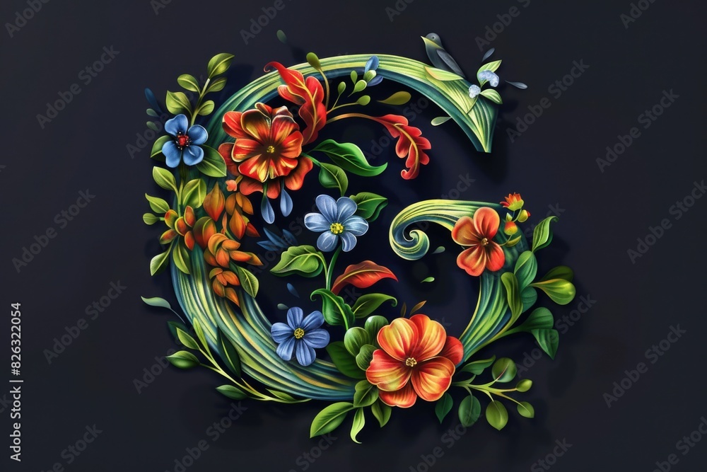 Poster vibrant floral pattern on a dark backdrop. perfect for graphic design projects