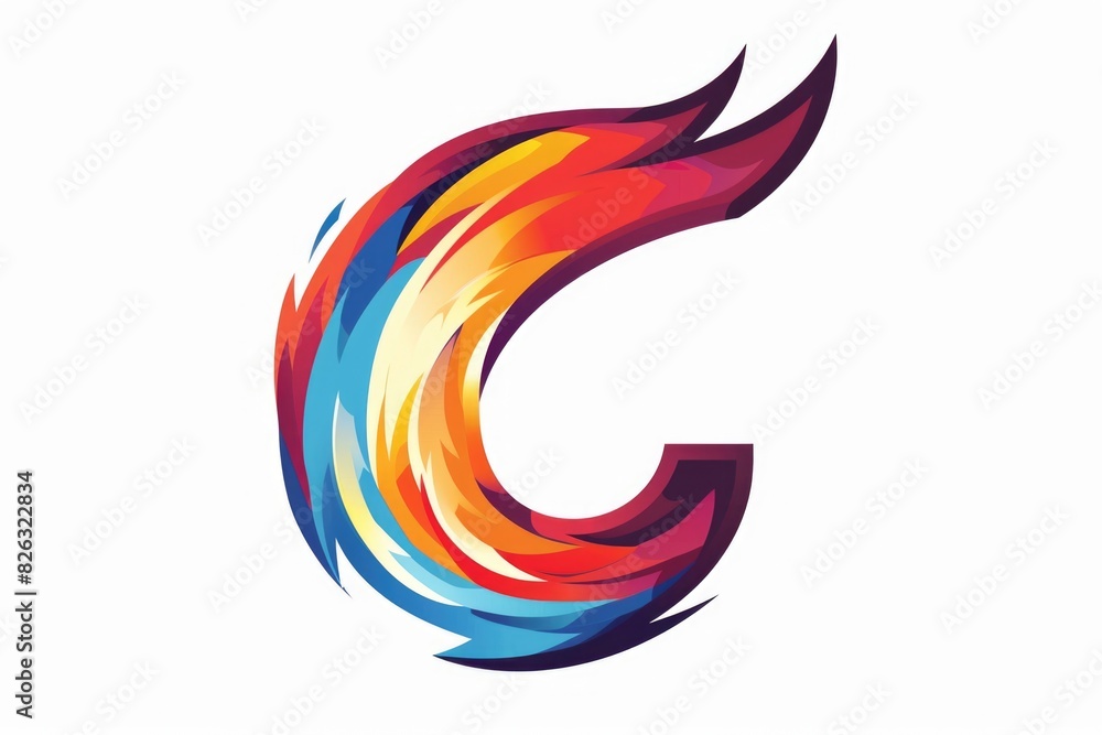 Poster Abstract design of colorful lines creating the letter C. Suitable for graphic design projects