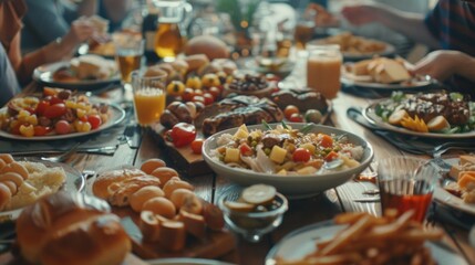 A group of people sitting at a table with plates of food. Suitable for restaurant or food-related concepts