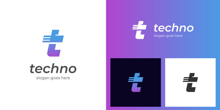 Letter t tech logo icon design with lowercase t letter logotype design concept