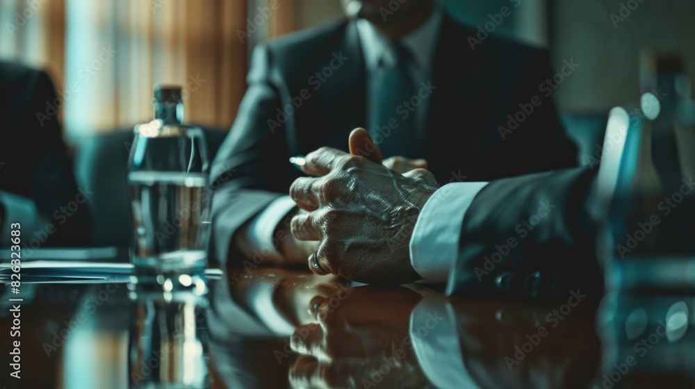 Poster a close-up of a person sitting at a table. suitable for various business or lifestyle concepts