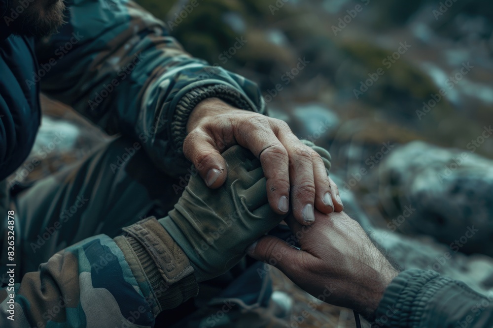 Poster close up of a person holding a hand, suitable for various concepts