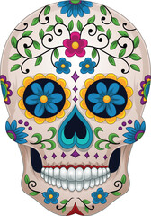 Day of the dead, colorful sugar skull