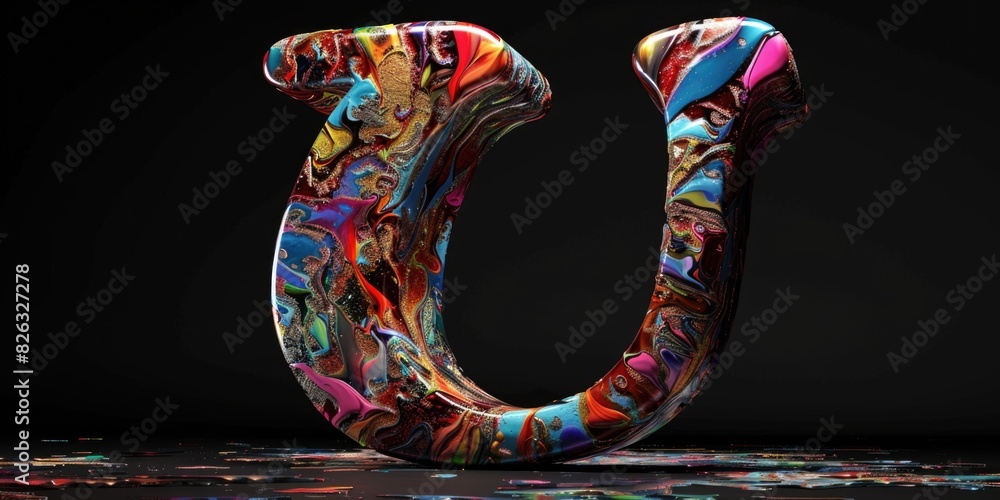 Poster a letter u made up of various colors of paint. can be used for design projects or educational materi