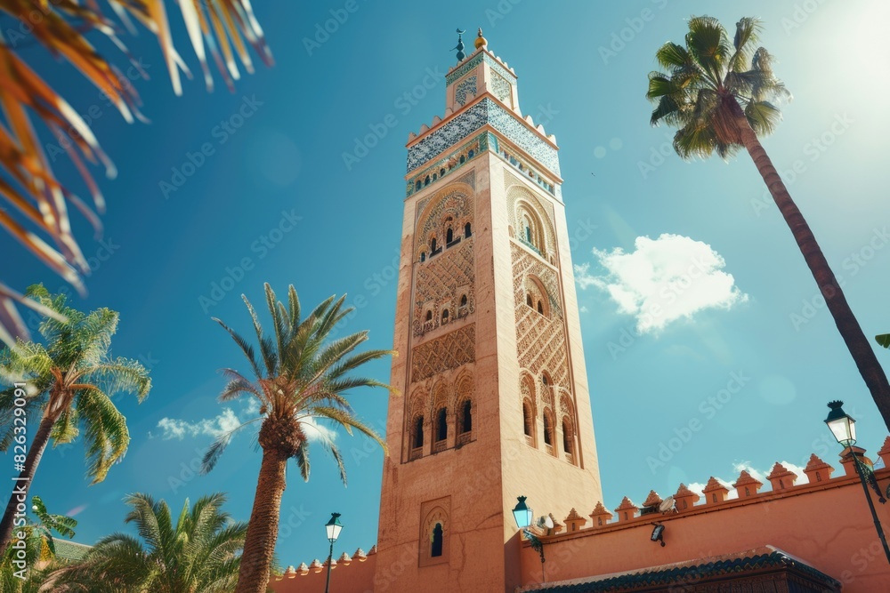 Aufkleber A tall tower with a clock on top, suitable for various design projects