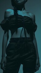 Modern fashion abdomen on dark color background